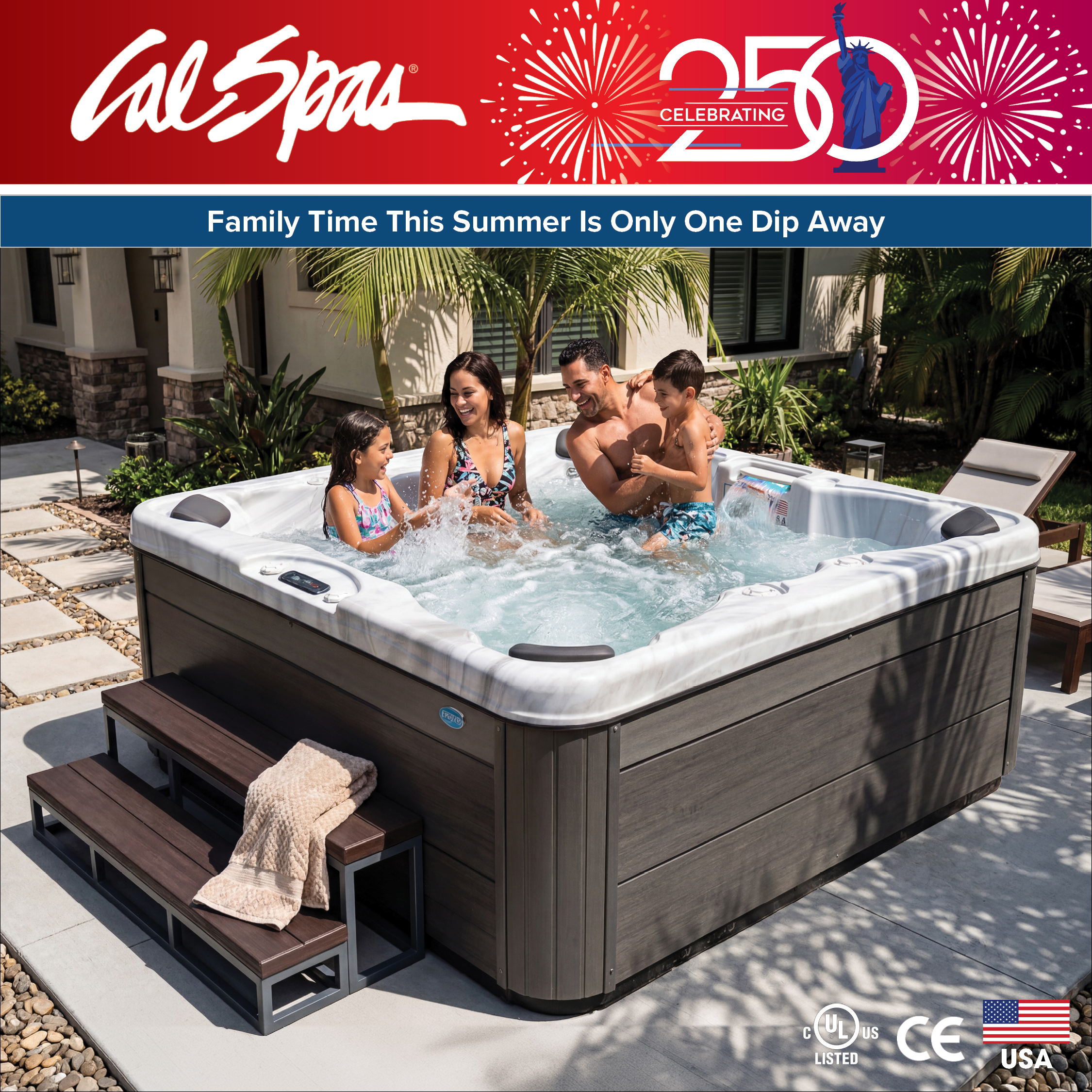 Calspas hot tub being used in a family setting - Rockford